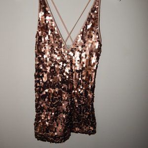 Urban Outfitters Rose Gold Sequined Mini Dress - image 1